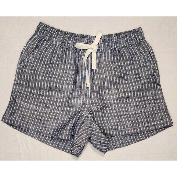 Quince Linen Shorts French Cut Drawstring Small Chambrey Striped New - Picture 2 of 10